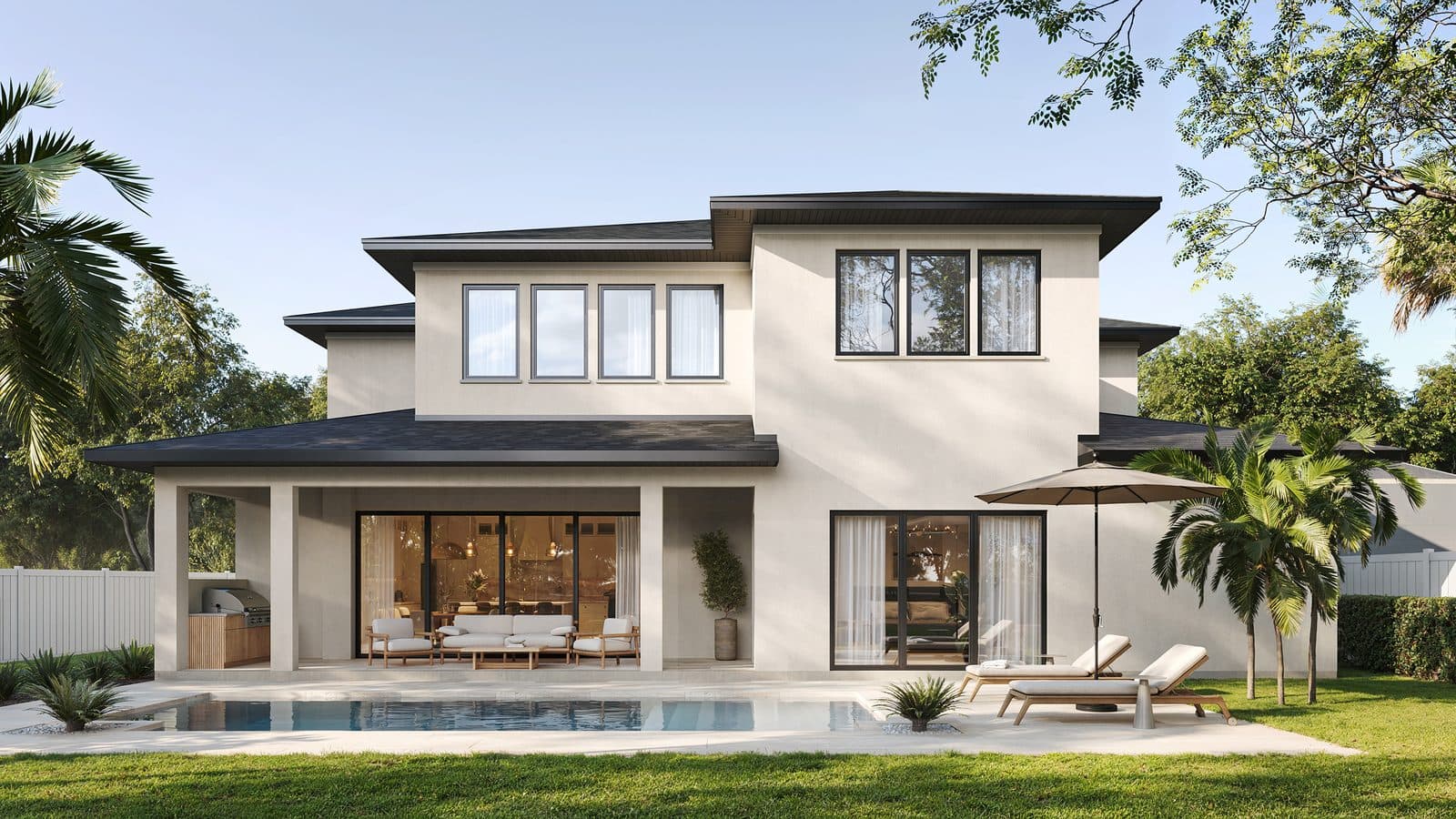 134 W Hazel Street — rear elevation with pool