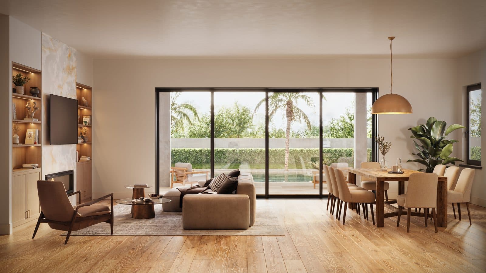134 W Hazel Street — living room looking out to the lanai and pool