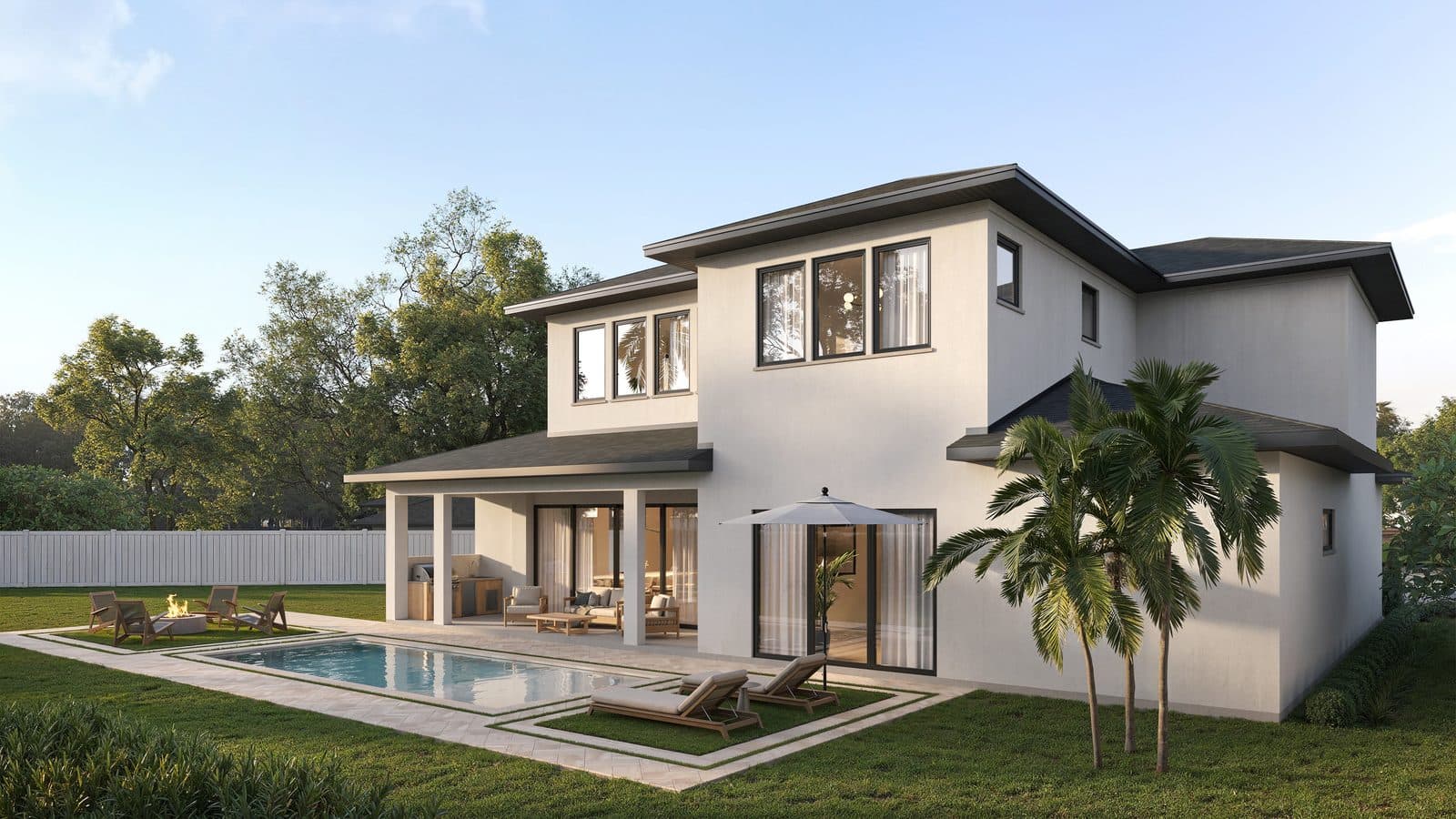 2613 Jamie Circle, rear elevation with pool and lanai